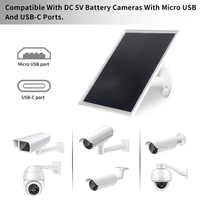 6W Solar Panel Charger, with Micro USB & USB-C Port for DC Black