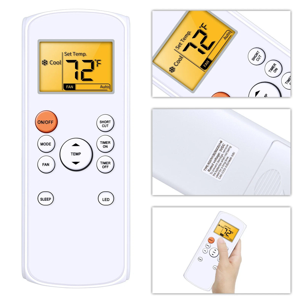RG57H1(B)/BGCEU1-M Remote Control For Whynter Air Conditioner with Backlit