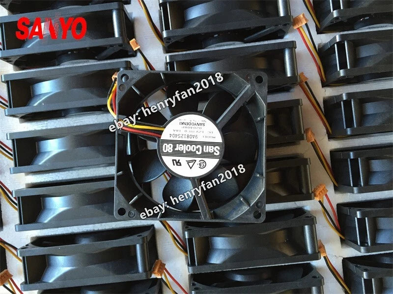 For SANYO 9A0812S404 DC 12V 0.18A 80*80*25MM 3-Wire Axial Cooling Fan San Ace