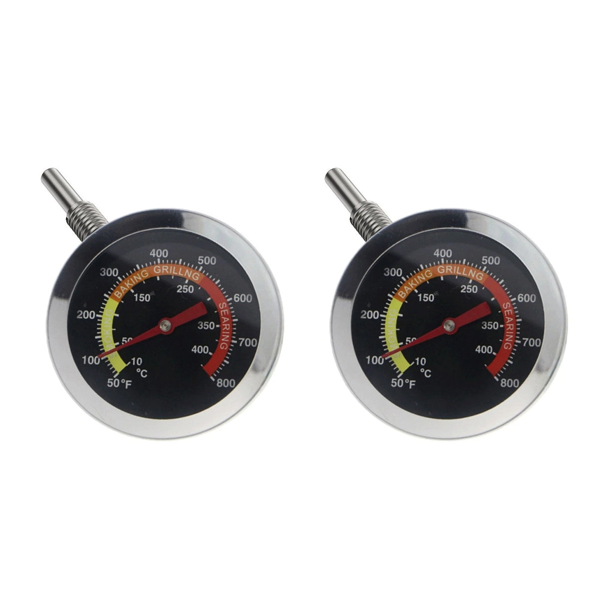 BBQ Smoker Temperature Gauge 2 Pack Thermometer 50F 800F Metal Dial for Grill