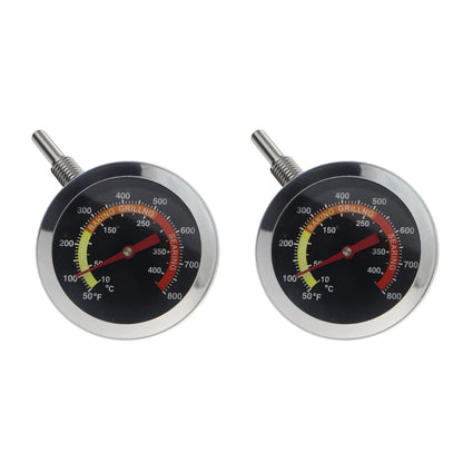 BBQ Smoker Temperature Gauge 2 Pack Thermometer 50F 800F Metal Dial for Grill