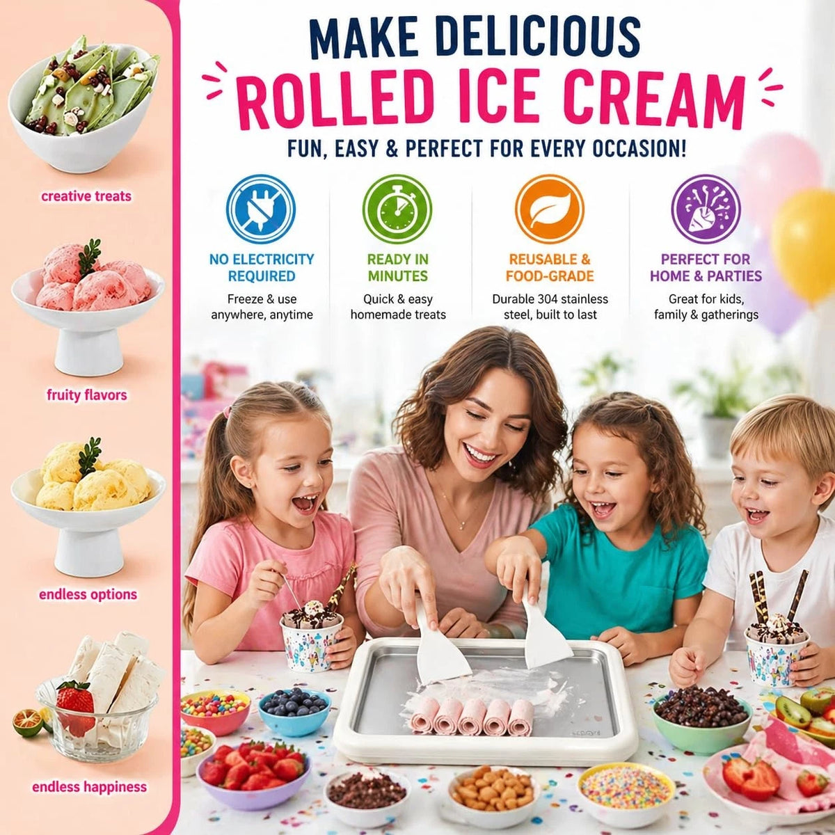 Casaverra Ice Cream Roll Maker Pan – Instant Cold Plate large, White