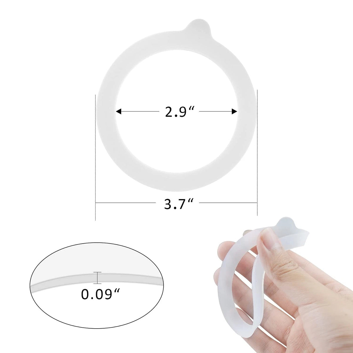 12 Pieces Rubber Seals Rings for Glass Jars, Airtight 12 Count, White