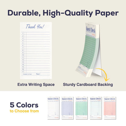 FMP s Guest Check Books for Servers, Server Note Pads, 5 Pack (250 Green