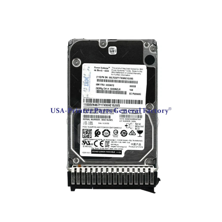 Fits For 00E9972 IBM 300GB 15K 6G SAS 4K BLOCK SIZE 2.5 SFF HDD For POWER S822