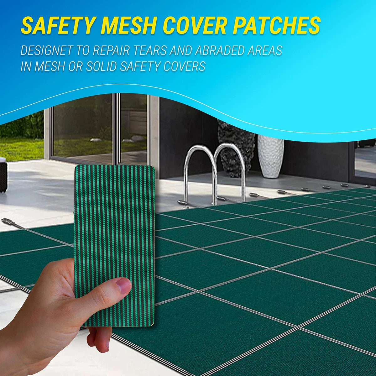 Pool Cover Patch Repair Kit, 3 Pack 4 x 8 Inch Green of 3,