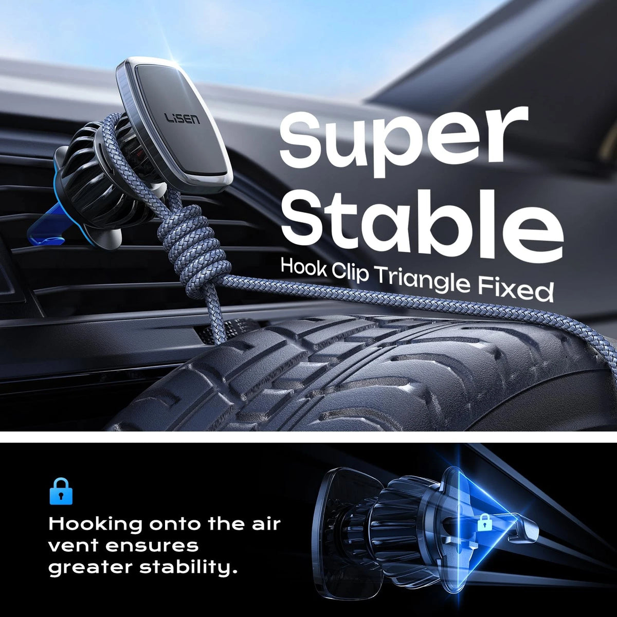 LISEN Magnetic Phone Holder for Car, Car 49*36*65mm, Black