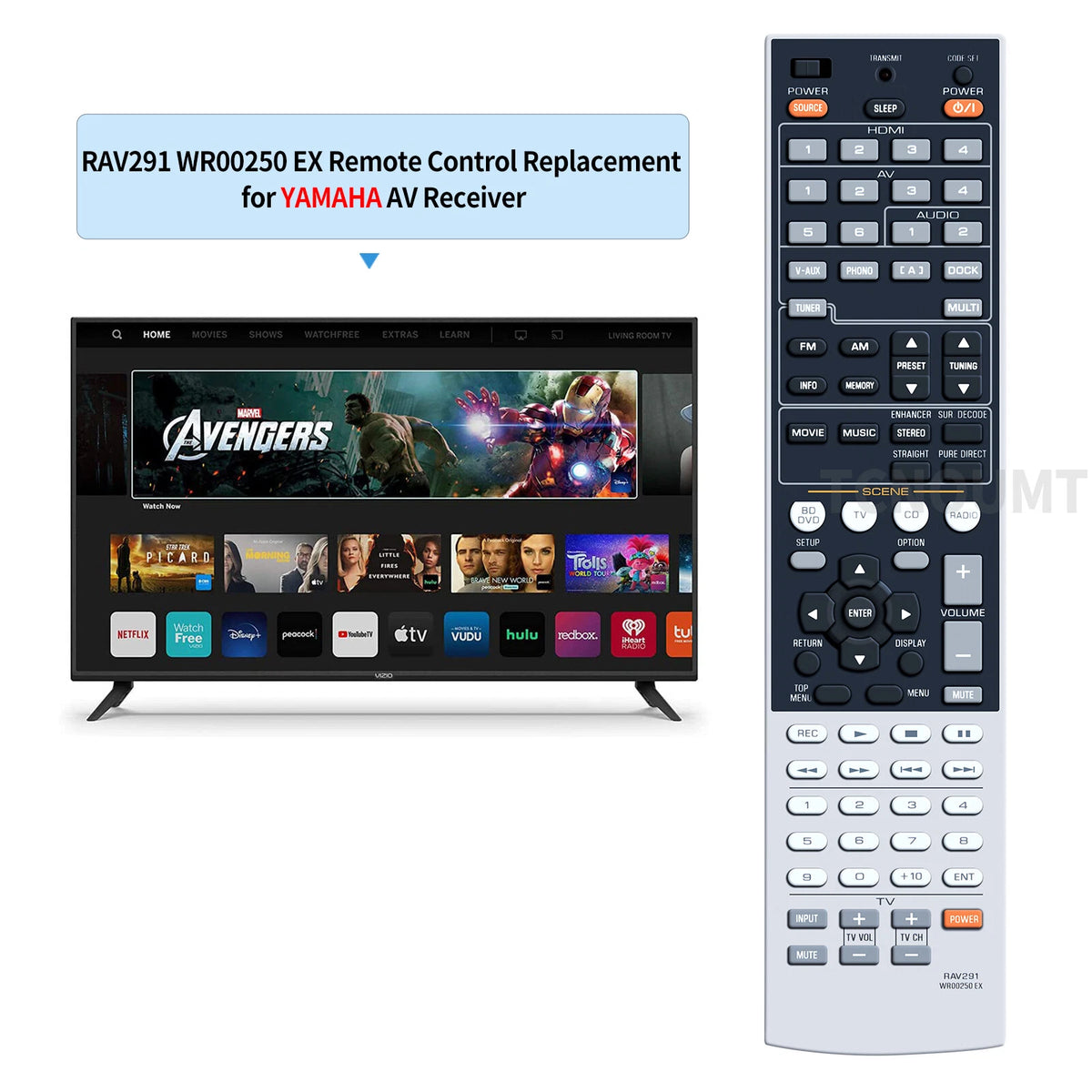 RAV291 WR00250 EX Remote Control For Yamaha TV AV Receiver HTR-6250 RAV292