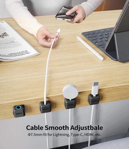 9 Pack Magnetic Cable Clips Cord Organizer,Desk Management Black