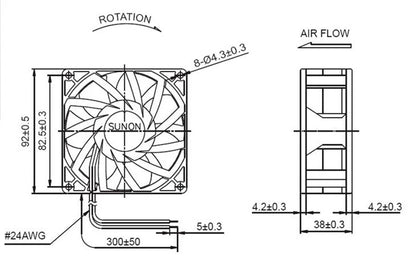 SUNON PMD2409PMB1-A DC 24V 0.51A 12.2W 92x92x38mm For Schneider ATV71 Drive Fan