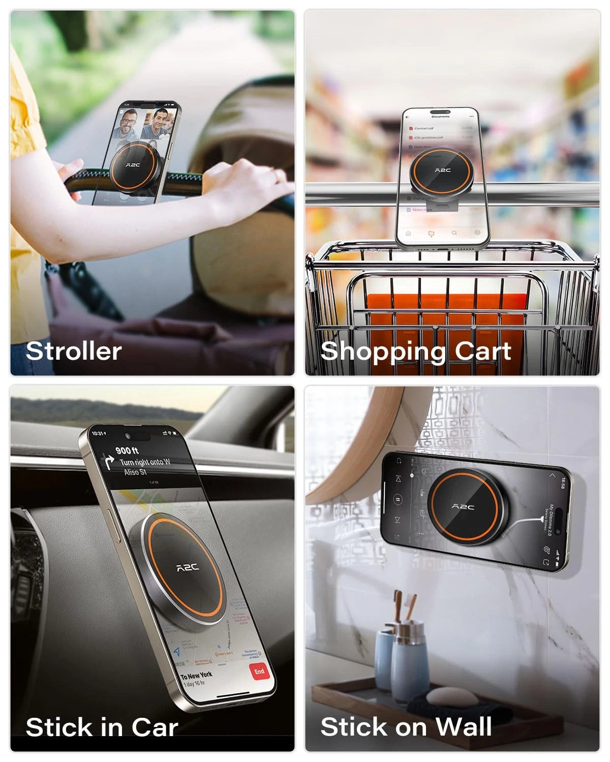 A2C Gym Fitness Phone Mount for MagSafe - 17 N54 Strong Magnets Stable Grey