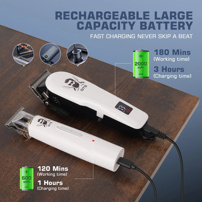 GTSPro Hair Clippers for Men, and Trimmers Set, Barber Human-white