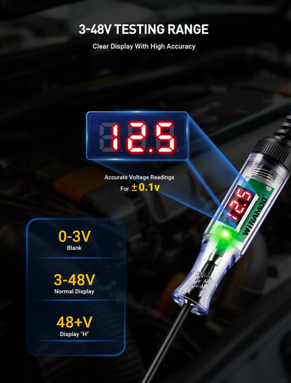WINAMOO Automotive Test Light with 3-48V LED Digital Voltage 3V-48V, black