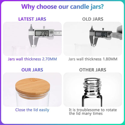 20 PCS Candle Jars,Candle Jars with Lids,Candle Making 6 Ounces, Transparent