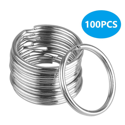 100PCS Key Rings 1 Inch Metal Keychain Flat Rings Split Keyring Accessories