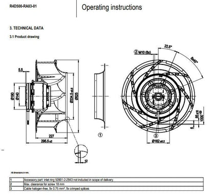Ebmpapst R4D500-RA03-01 Centrifugal Fan φ500mm High-Voltage Inverter Cooling Fan