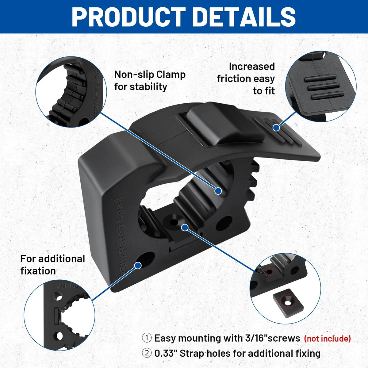 ROBLOCK Quick Release Rubber Clamp Mounts, 0.83" * 2.76" * 2.52", Black