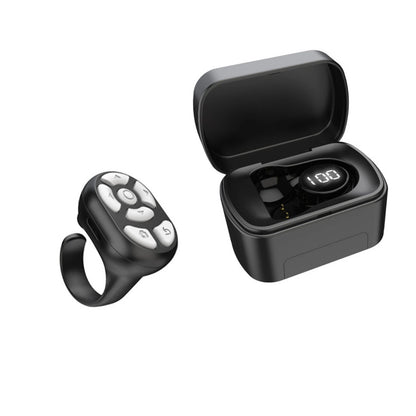 Mobile Phone Bluetooth Remoter Ring W/Charging Bin Efficient E-book Page Turner