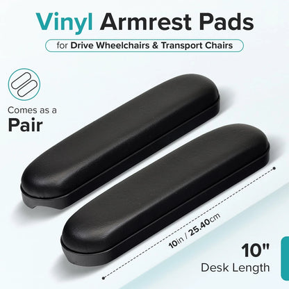 AlveyTech 10" Desk Length Vinyl Armrest Pads for 1 Pair (Pack of 1), Black