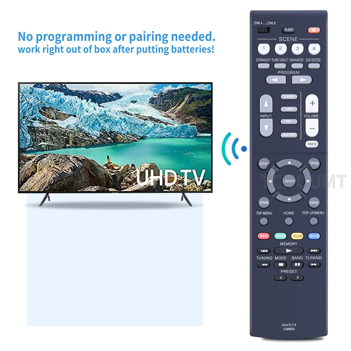 RAV574 VDM8690 Remote Control For Yamaha AV Receiver RX-V4A RXV4A