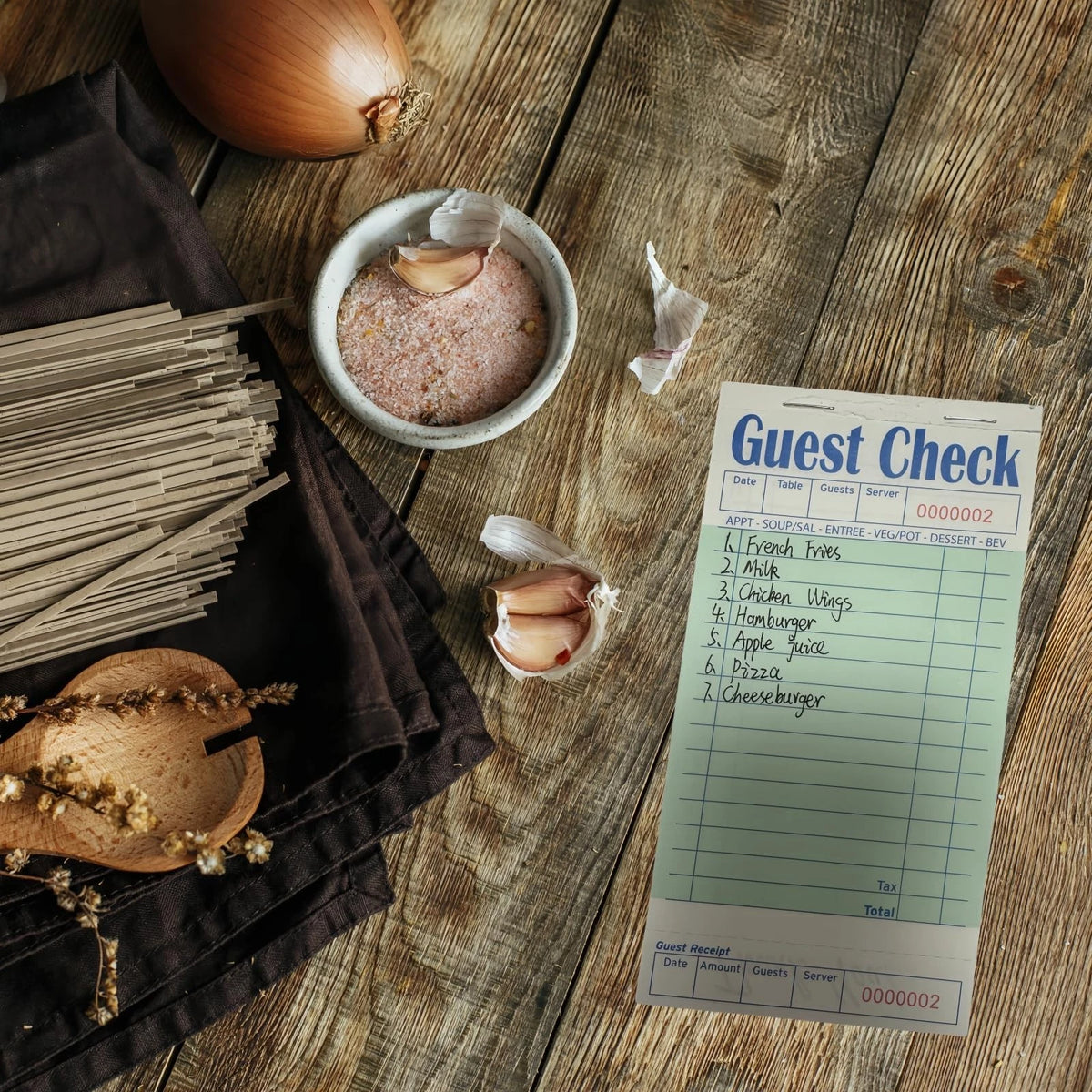 Guest Check Books 6 Pack, Checks for Servers, 6 Pack/300 Sheets, Green