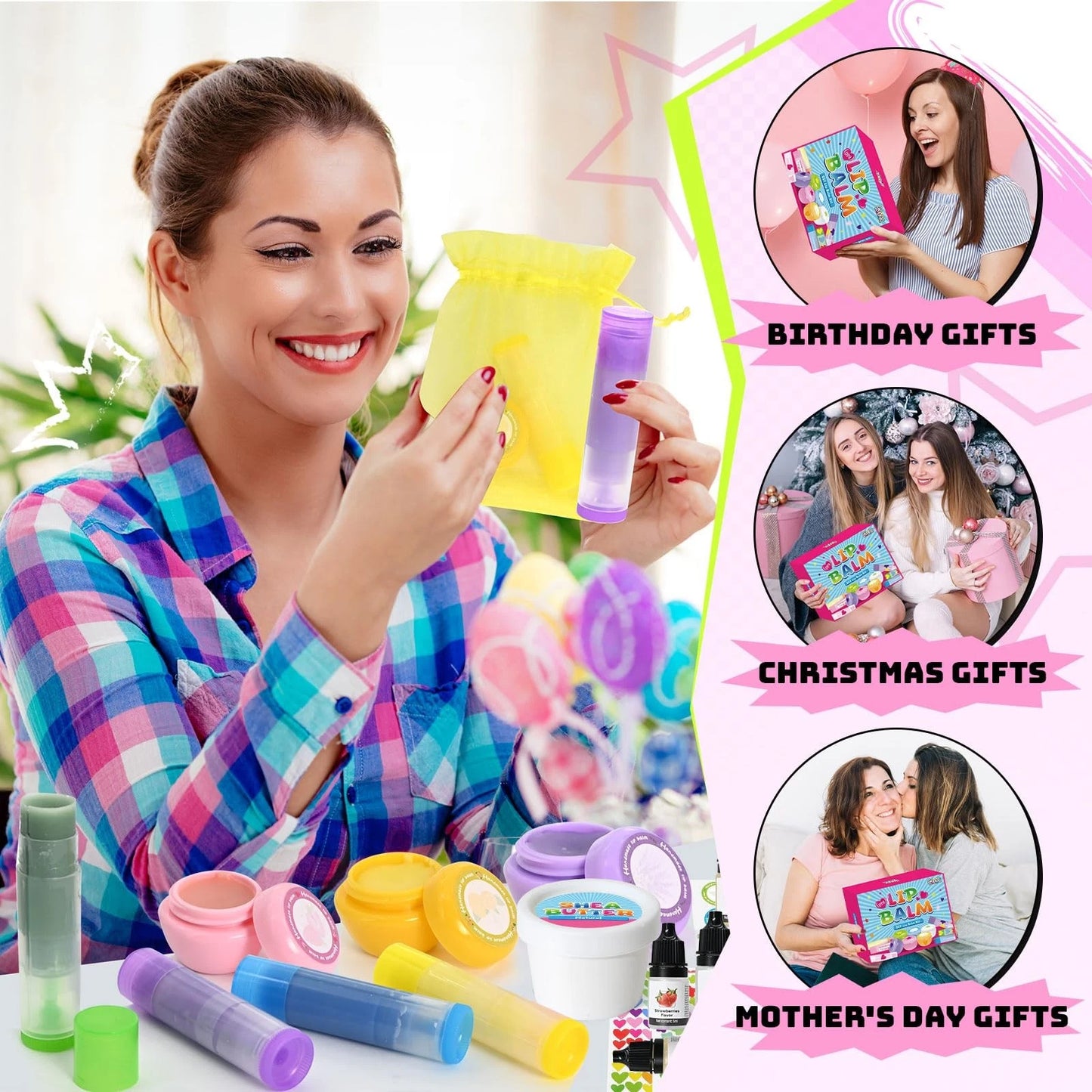 GZDUCK Lip Balm Making Kit- 42Pcs Set for Standard, pink