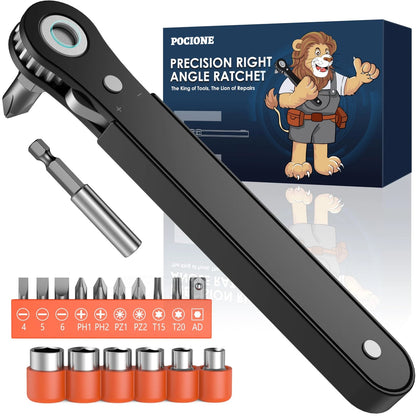 Right Angle Screwdriver Mens Gifts - 90 Degree Offset ‎17 in 1, Orange