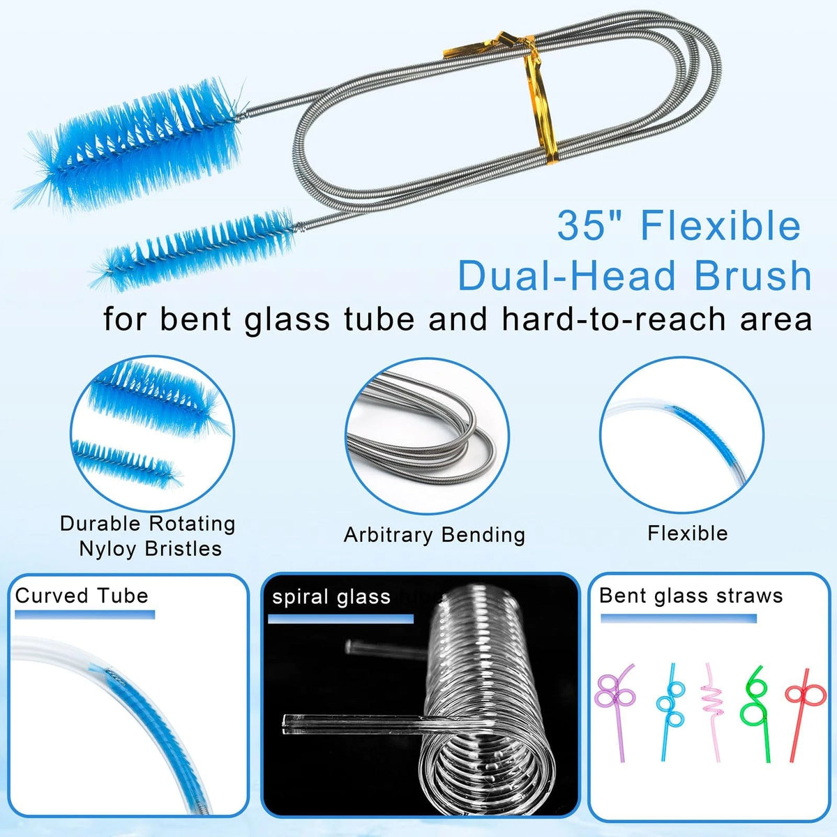 13Pcs Glass Cleaning Kit Tube Pipe Cleaners Straw Cleaner Brush 13Pcs, Black