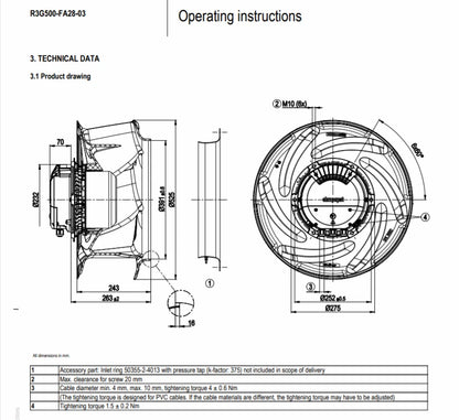 Ebmpapst R3G500-FA28-03 R3G500-RA28-03  400V 4.4A 2850W Centrifugal fan