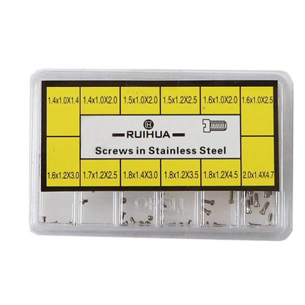 Assortment of 240 Stainless Steel Screws for Watch Back Case 12 sizes W/Box