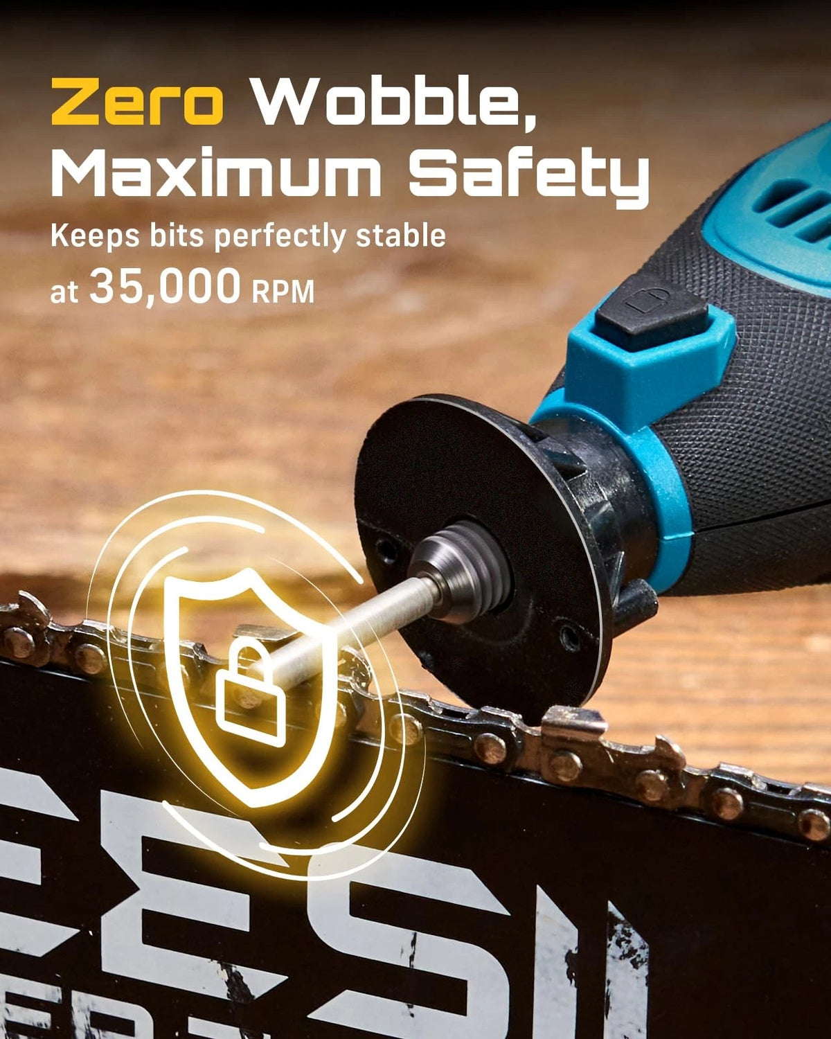 SEESII Electric Chainsaw Sharpener Kit, 35000RPM, 6 Upgraded Diamond Bits Blue