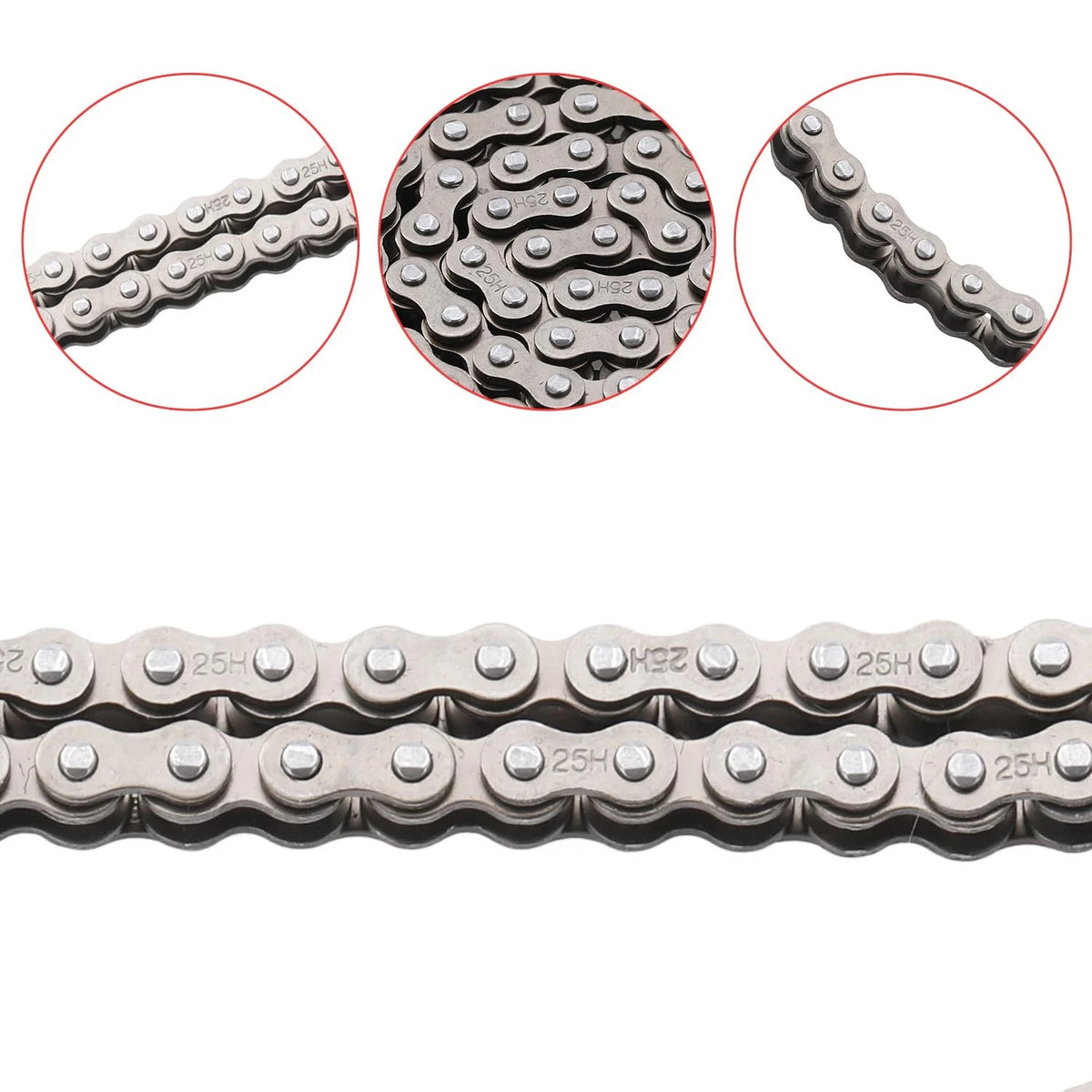 KAMIER #25 Roller Chain 74 Links with 5pcs Master Link Replacement for Razor...