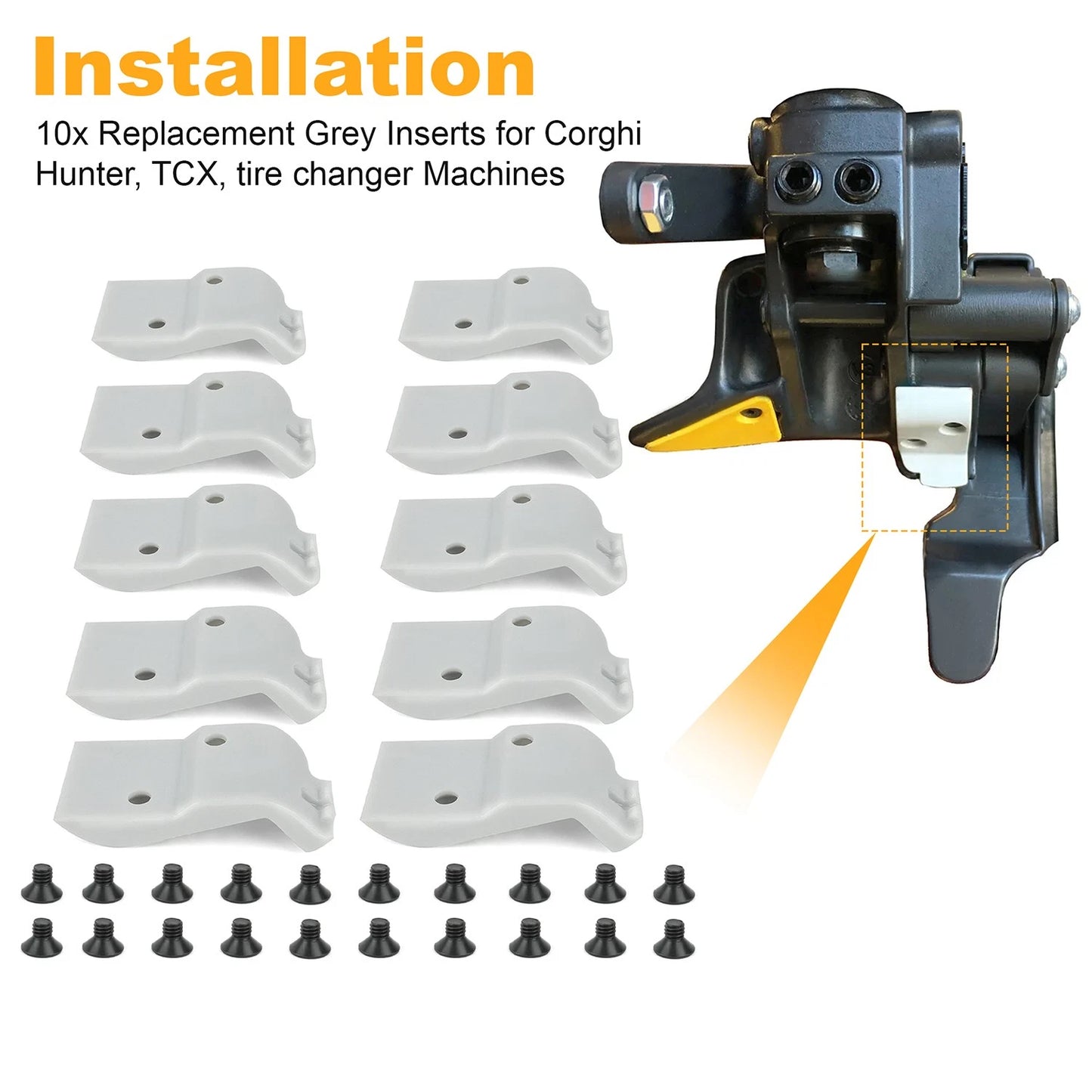 10x Leverless Mount Head Inserts Kit for CORGHI, Hunter TCX Tire Changer Gray