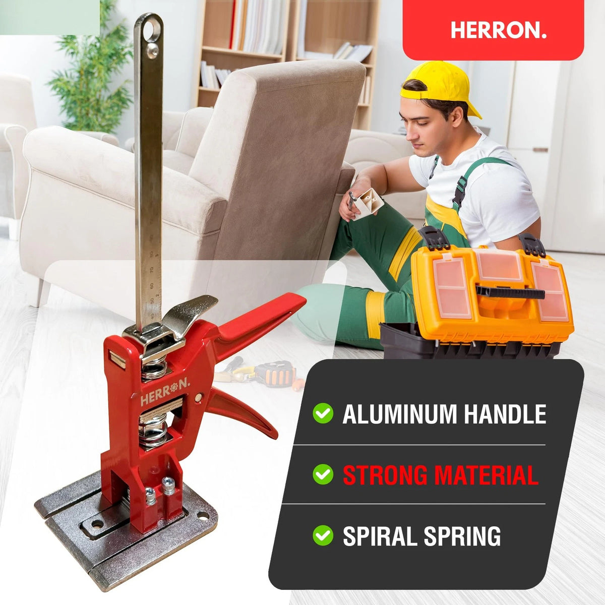 440 lbs Hand Lifting Jack Tool 2-Pack, Cabinet Lifter with Measuring Red