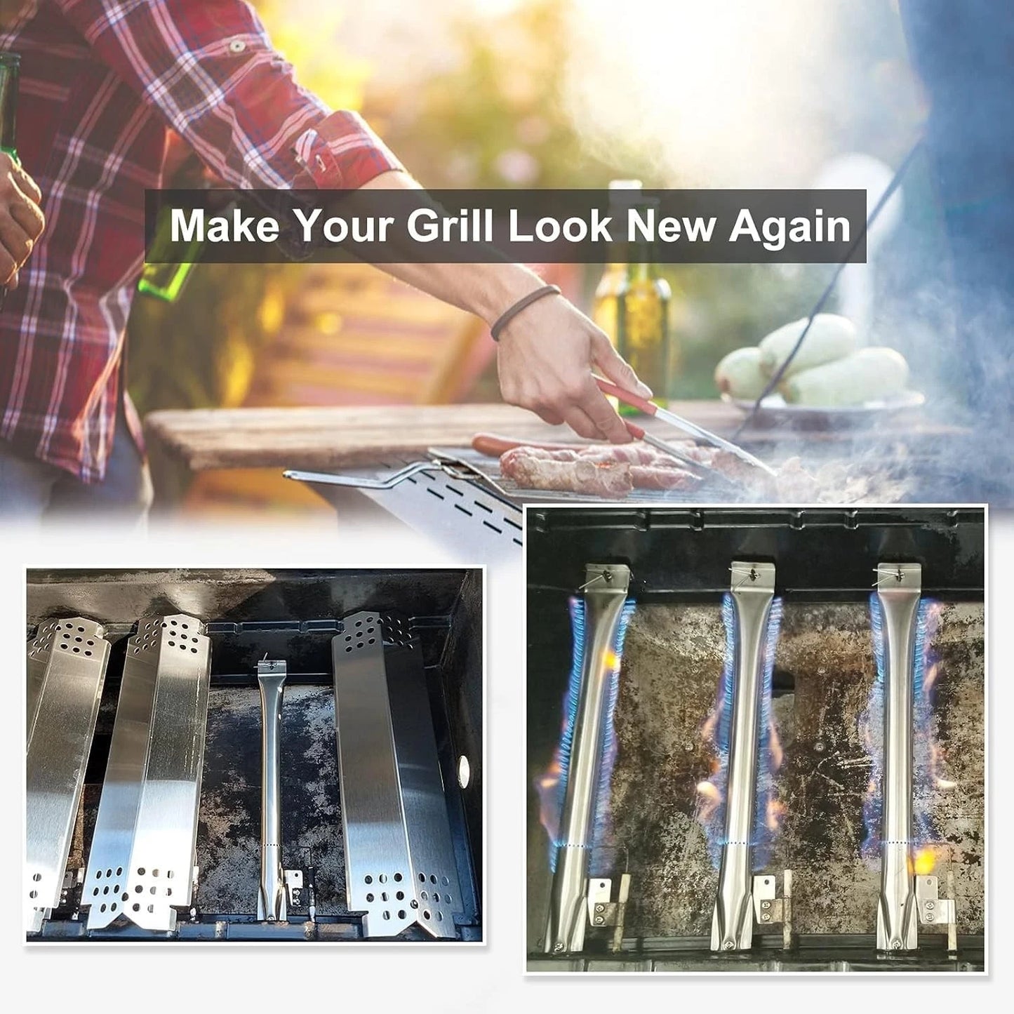 Criditpid Grill Replacement Parts for Drip Pan,Heat Tent,Burner & Ignitor
