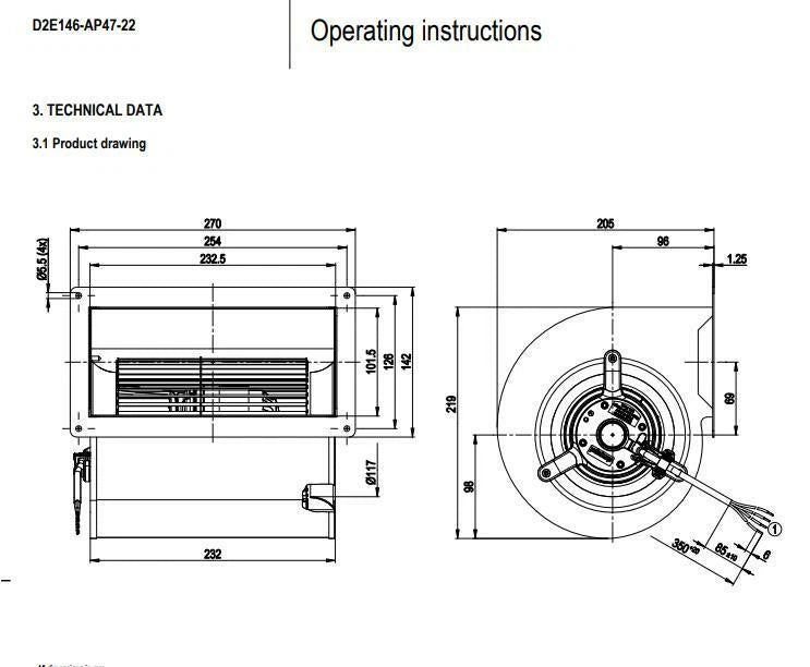 Ebmpapst D2E146-AP47-22 Centrifugal Fan AC 230V 330W For Medical Equipment Fan