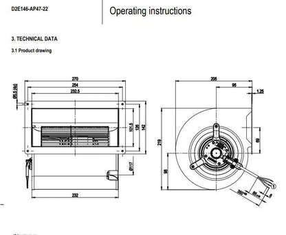 Ebmpapst D2E146-AP47-22 Centrifugal Fan AC 230V 330W For Medical Equipment Fan