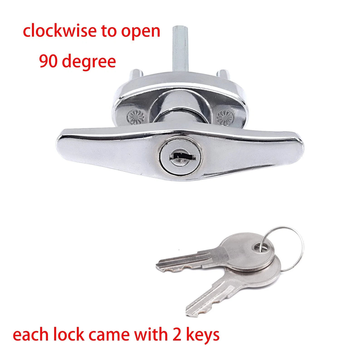 Wedelweib Garage Doors T Handle Lock with 2 Keys and 2 Set mounting Silver