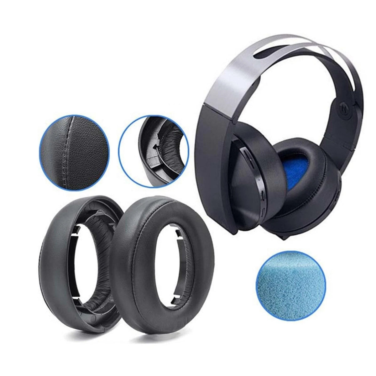 Sponge Ear Pads Cushion Cover for PlayStation 4 PS4 Platinum Wireless Headset D