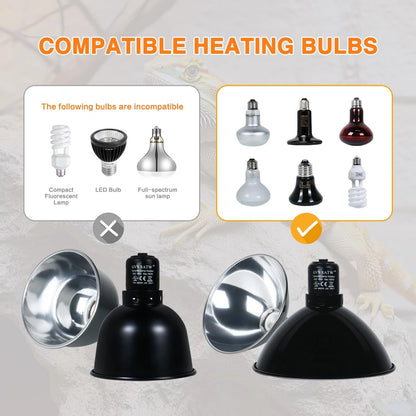 GVWRATW Reptile Lamp Fixture with Dimming Thermostat – Deep Dome Heat Black