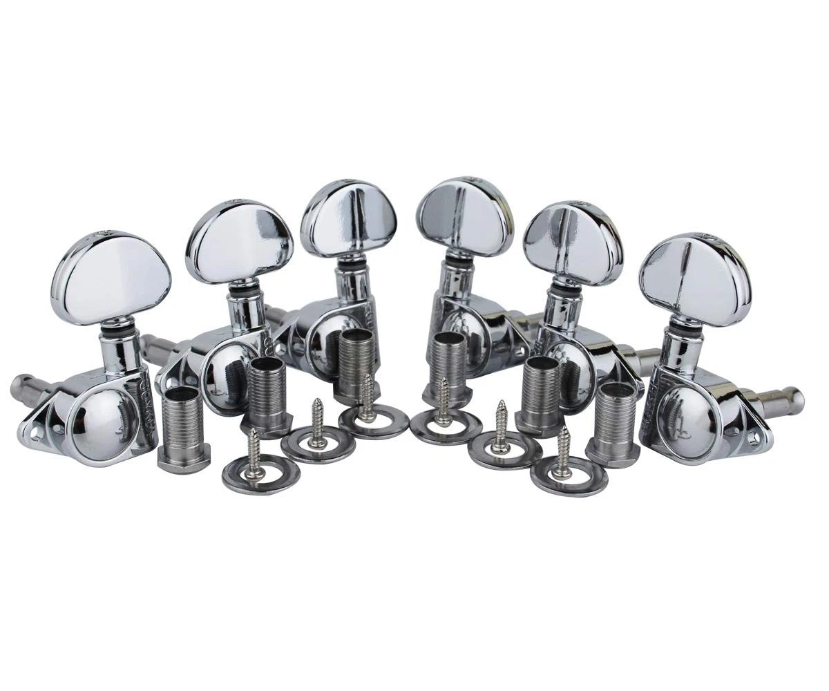 Guyker Guitar Machine Heads (3L + 3R Handed) – 1:21 Sealed Tuners Chrome