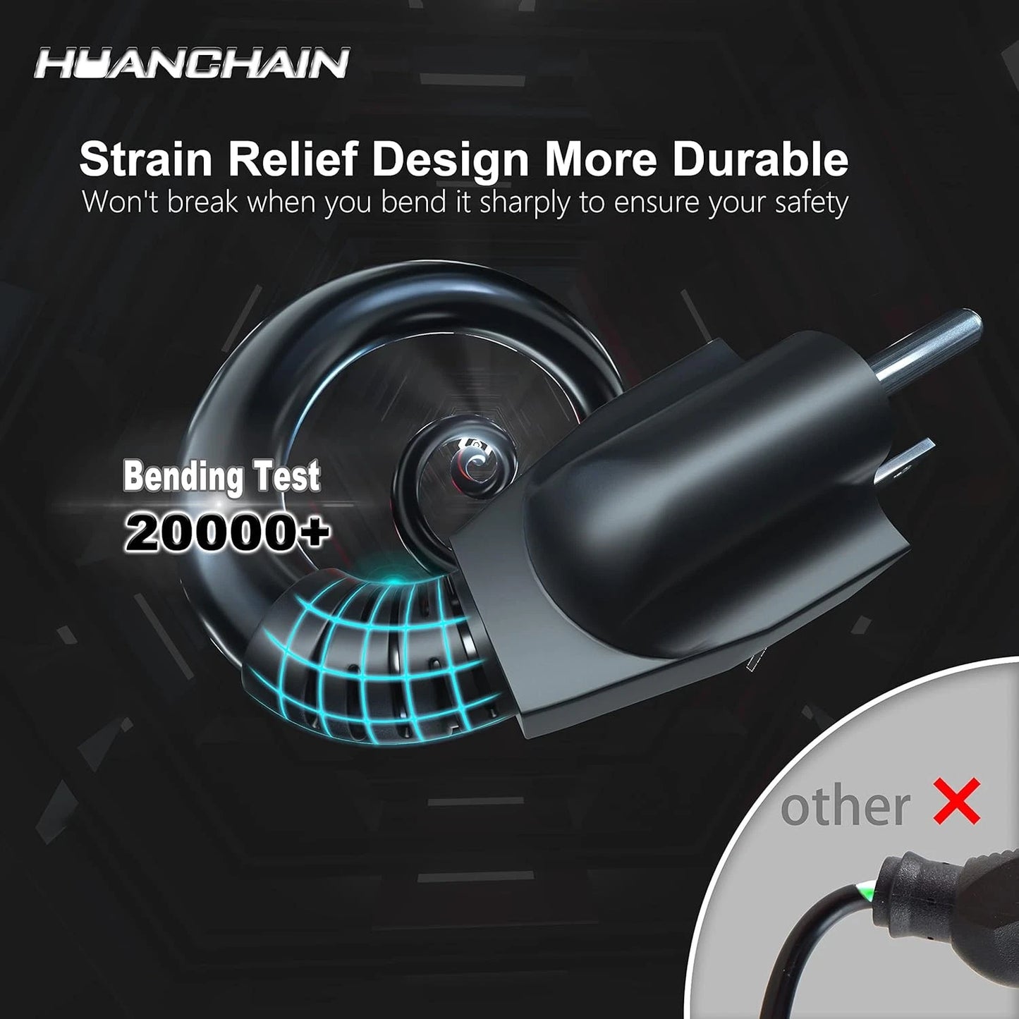 HUANCHAIN 100 FT 16 Gauge Black Indoor Outdoor Extension Cord 100 FT,