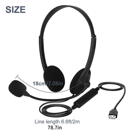 USB Headphone With Flexible Microphone Boom For Customer Service Job Call Center