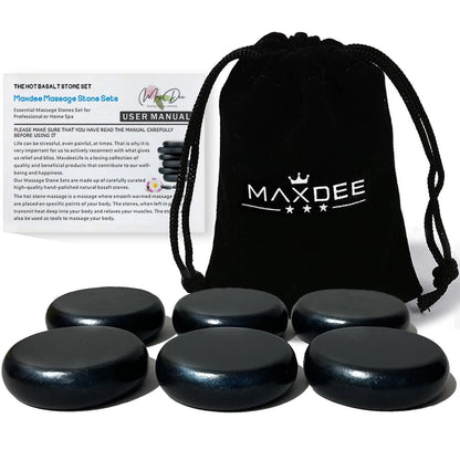 Maxdee Massage Stones Essential Hot for 6 PCS - 2.4 x Inch, Black