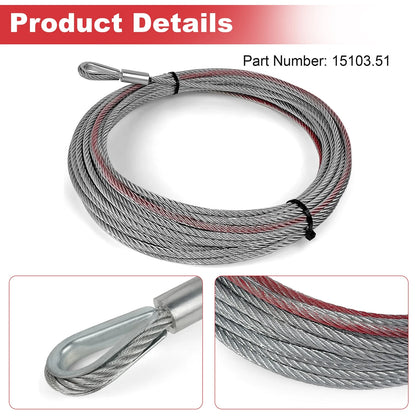 Winch Cable, 3/16 Inch x 50 feet 15103.51 for 2004-2007 Yamaha YXR66F Rhino 660