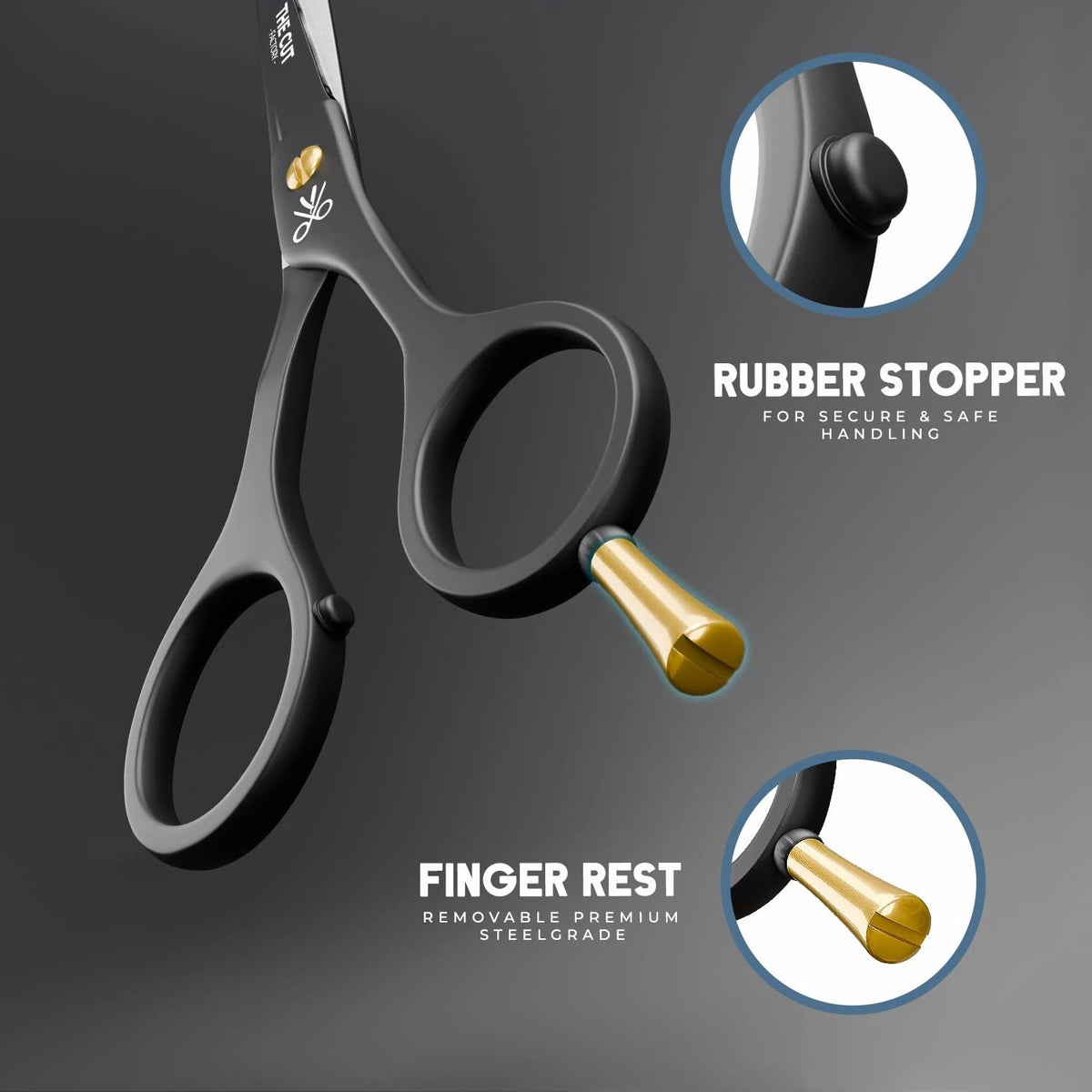 The Cut Factory® 6.5” Matte Black Luxury Hair Scissors – 6 Inches,