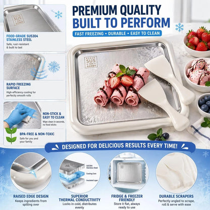 Rolled Ice Cream Maker with Lid – Instant Roller large, super white