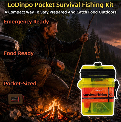 LoDinpo Mini Survival Fishing Kit, Pocket Emergency pocket, Yellow