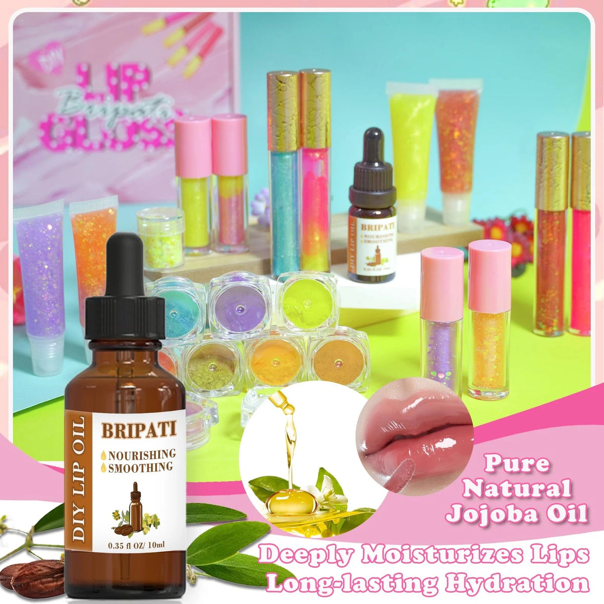 BRIPATI Lip Gloss Making Kit for Girls DIY Your Own 12 pieces, Multicolor