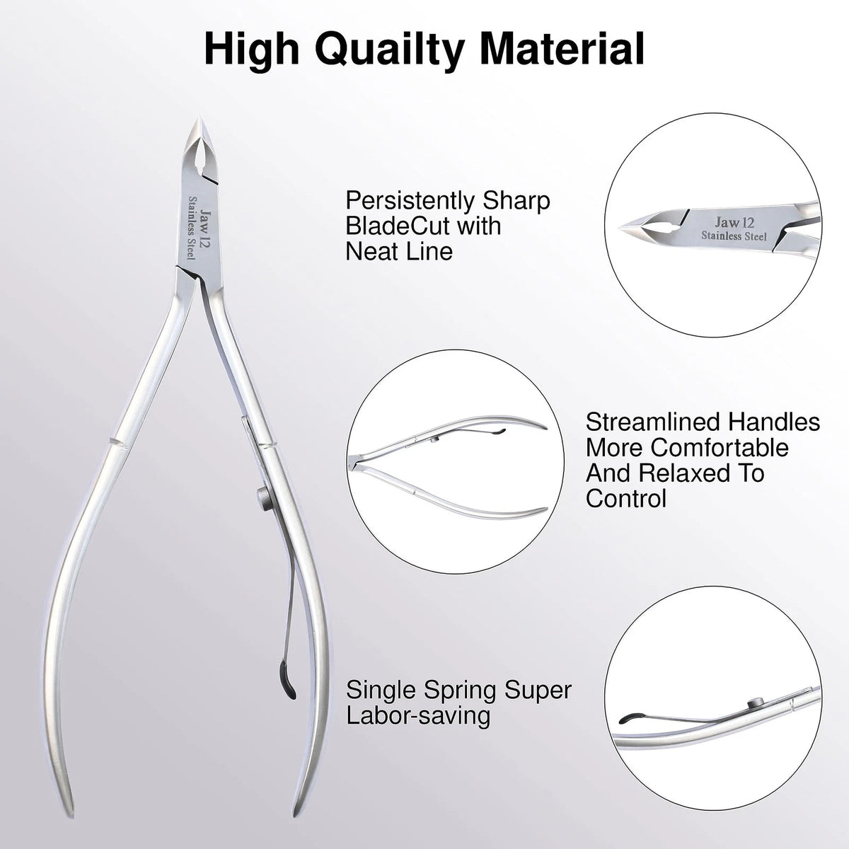 UM Supplies Cuticle Trimmer | Hangnail Remover | Extremely Jaw 12, Silver